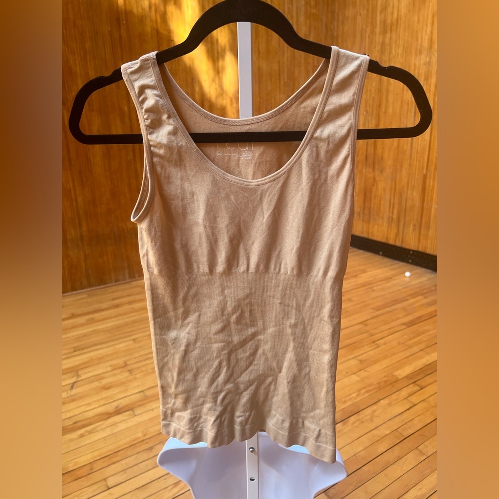 Cream Tan Fitted Sleeveless Shape Wear Tank Top